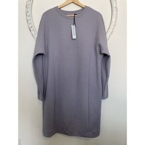 NWT Prologue Women's LS Pullover Dress Casual Lilac Gray M Stretch Lagenlook